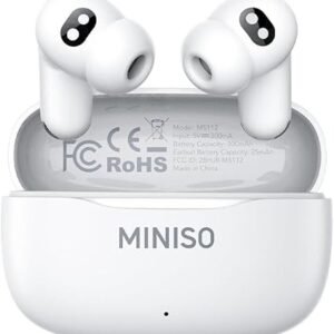 MINISO MS112 AI Translation Earbuds Real Time, 135 Language Translator Earbuds, Heart Rate Sensing Audifonos Traductores Inglés Español, 4-in-1 Translating Bluetooth Headphones for Travel White