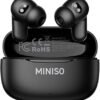 MINISO MS112 AI Translation Earbuds Real Time, 135 Language Translator Earbuds, Heart Rate Sensing Audifonos Traductores Inglés Español, 4-in-1 Translating Bluetooth Headphones for Travel Black
