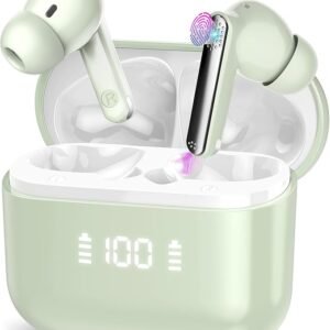 Ai Translation Earbuds Real Time with Audio and Video Calls, 3-in-1 Buletooth 5.3 Translator Earbuds with 6 Translation Modes/164 Languages/No Subscription Required, 48H Headphones Translator, Green