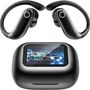 NE61 AI Translation Earbuds Real Time Language Translator Earbuds with LCD Touch Screen, Heart Rate & Blood Oxygen Monitor, Bluetooth 6.0, 8 Translation Modes, Support 134 Languages With Music & Calls