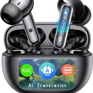 AI Translation Earbuds Real Time,144 Language Translator Earbuds, Audifonos Traductores Inglés Español,3-in-1 Translating Device, Translate Ear Buds for Travel Learning with 4 ANC Mic,IPX7 Waterproof