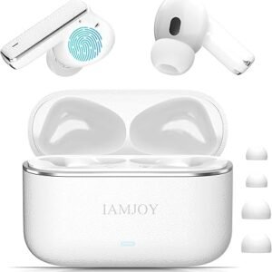 IAMJOY Language Translation Earbuds, 163 Language & Accents Two-Way Translator Device Built-in 6 Mics, 42dB Hybrid Dual Noise Cancelling Earbuds for Travel Business Learning, White