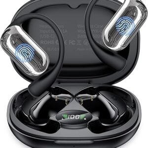 AI Translation Earbuds Real-Time, 144 Languages & Accents,4-in-1 Open Ear Wireless Earbuds with Charging Case, Compatible with iOS & Android, Ideal for Travel, Business, Learning,Black